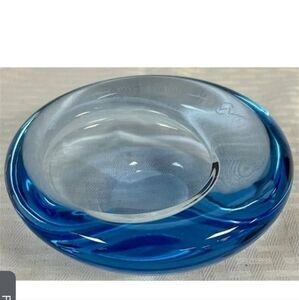 MCM blue Holmegaard "shell"‎ bowl, signed
